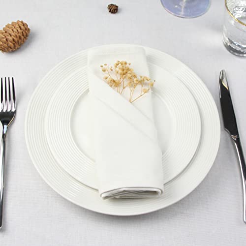 INFEI Solid Color Cotton Blended Dinner Cloth Napkins - Set of 12 (17 x 17 inches) - for Events & Home Use (Cream White) - Image 3