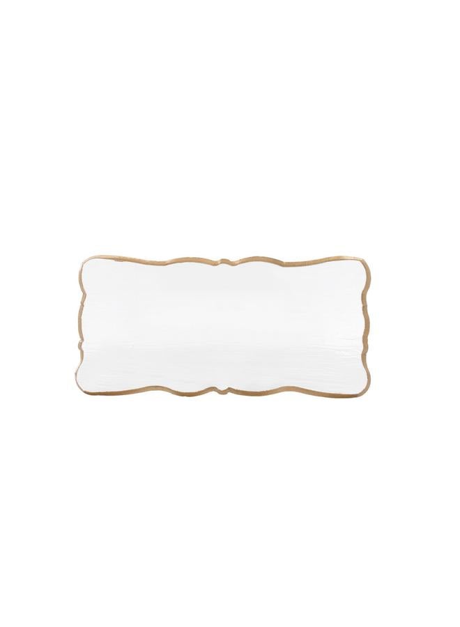 السيف  طبق حلوى زجاجي مستطيل مقاس 50 × 18 × 3 سم بحافة ذهبية كبيرة شفافة - Image 2