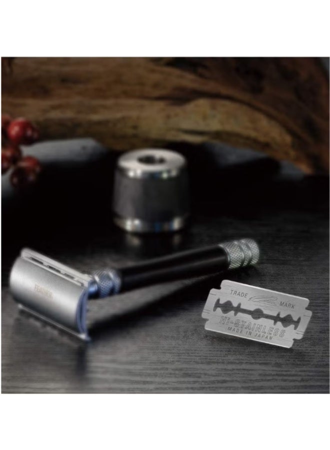 Feather Hi-Stainless Double Edge Razor Blades – Made in Japan | Platinum Coated DE Safety Razor Blades | Ultra Sharp Stainless Steel | 5 Blades per Pack | Professional Wet Shaving for Men & Barbers - Image 3
