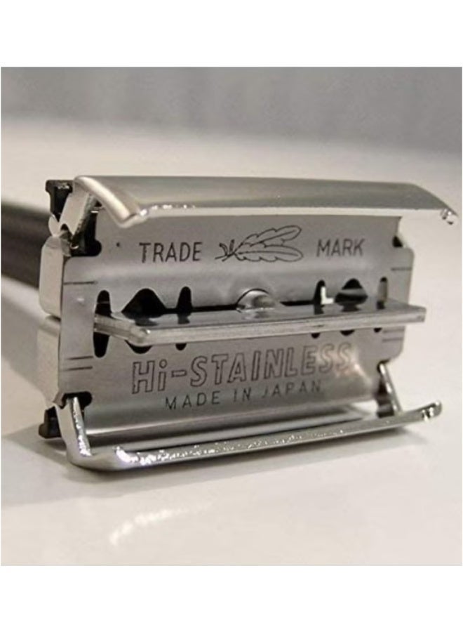 Feather Hi-Stainless Double Edge Razor Blades – Made in Japan | Platinum Coated DE Safety Razor Blades | Ultra Sharp Stainless Steel | 5 Blades per Pack | Professional Wet Shaving for Men & Barbers - Image 2