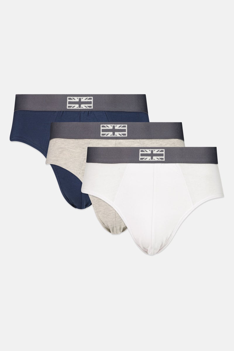 English Laundry Men 3 Pieces Plain Pull On Briefs, Multicolor - Image 1