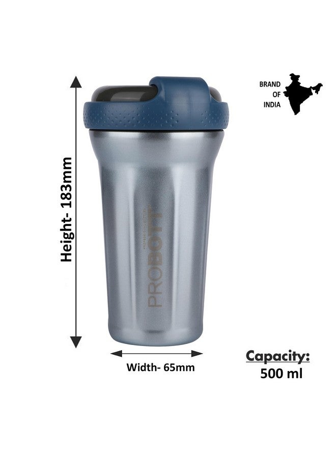 PROBOTT Elegant Stainless Steel Water Bottle, Vacuum Insulated Flask Bottles, 500 ml, Light Blue | Hot and Cold | Easy to Carry | Leak Proof | Proteins | Sports | Office| Gym | Travel - Image 4