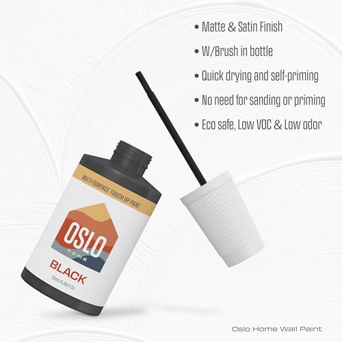 Oslo Home Touch Up Paint, Black, 20ml, Matte, w/brush in bottle, Quick drying, for Home, Kitchen cabinets, Walls - Image 2