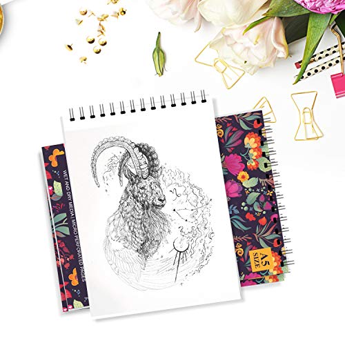 Paper Plane Design Artist Sketch Book 100 Pages (50 sheets) Perforated 140 gsm Craft Book (Purple, A5 Pack of 2) - Image 3