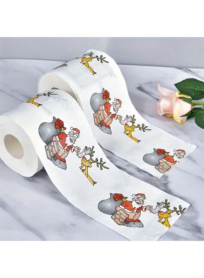 Festive Christmas Toilet Paper Rolls 2 Pack Santa Print Fragrance Free No Shedding Holiday Bathroom Decor - Image 5