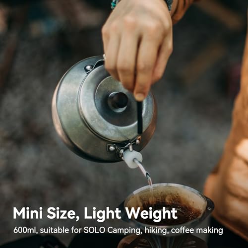 Thous Winds 06 Liter Lightweight Stainless Steel Camping Kettle Portable Camp Tea Pot Outdoor Campfire Use Black - Image 3