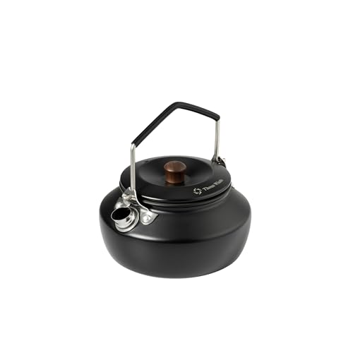 Thous Winds 06 Liter Lightweight Stainless Steel Camping Kettle Portable Camp Tea Pot Outdoor Campfire Use Black - Image 1