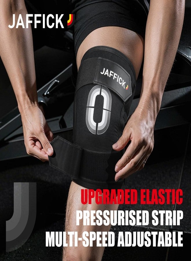 Jaffick أكمام ركبة جافيك (زوج واحد)، دعامات ضغط مزدوجة الطبقات للركبة مناسبة لتمارين القرفصاء ورفع الأثقال ورفع الأثقال الأولمبي وتمارين الصالة الرياضية، تصميم فريد لحزام الضغط، أكمام من النيوبرين 7 مم - Image 2