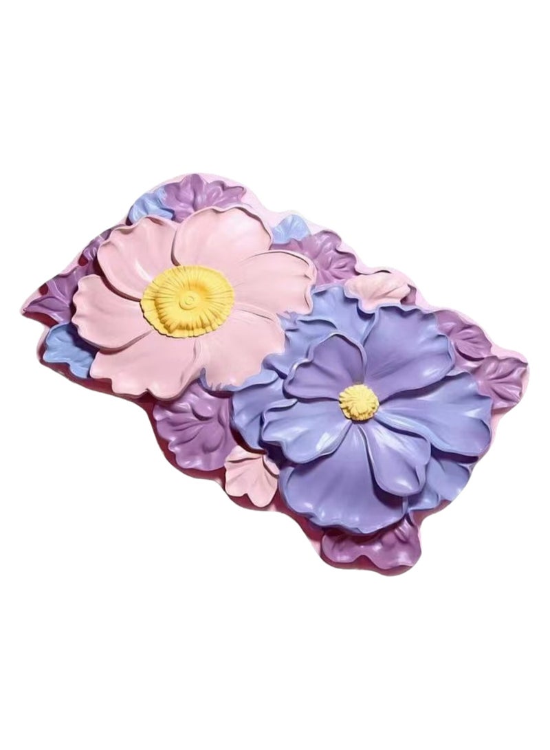 40x60cm3D Visual Flower Floor Mat Technology Velvet Bathroom Water-Absorbing Quick-Drying Mat Household Bathroom Special-Shaped Decorative Foot Mat ( Flower-4) - Image 1