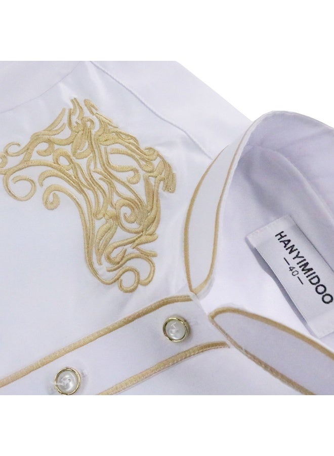 هانيميدو ثوب عربي للأطفال بتصميم كتان مع طوق ثابت وزر - Image 3