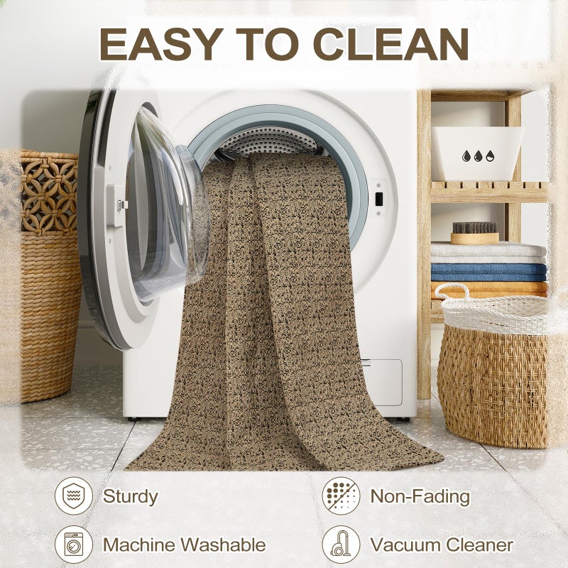 Collive Washable Kitchen Runner Rugs Non Slip, 2x6 Black/Natural Farmhouse Rug Runners for Hallway, Boho Hand-Woven Cotton Bedroom Carpet for Laundry Entryway Indoor - Image 4