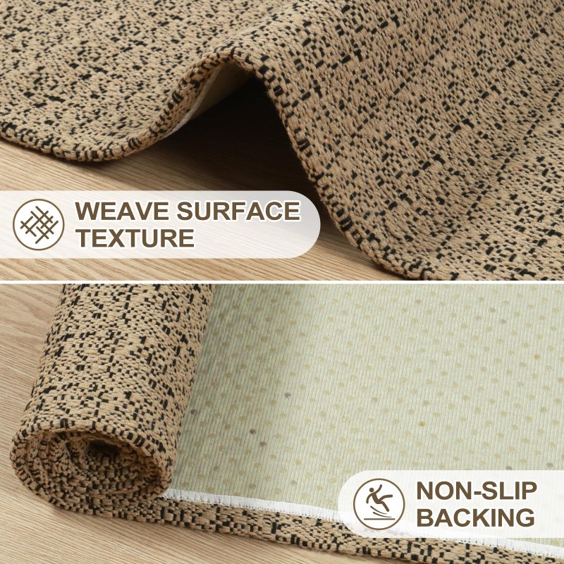 Collive Washable Kitchen Runner Rugs Non Slip, 2x6 Black/Natural Farmhouse Rug Runners for Hallway, Boho Hand-Woven Cotton Bedroom Carpet for Laundry Entryway Indoor - Image 2