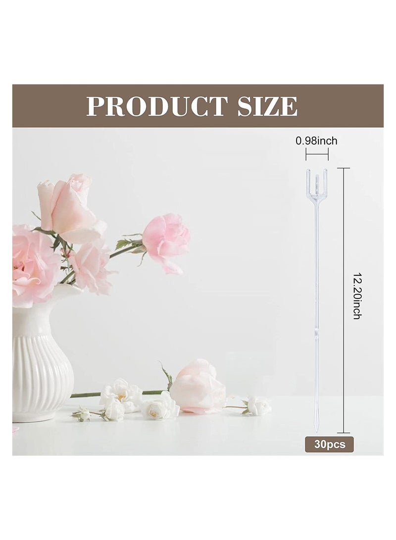 KASTWAVE Plastic Floral Picks, Transparent 3-Fork Shape Straight Head Flower Pick Business Card Holder for Wedding Birthday Party Gift Cards Photos Bouquet Arrangement Home Decor, 31 Cm, 80 Pcs - Image 3