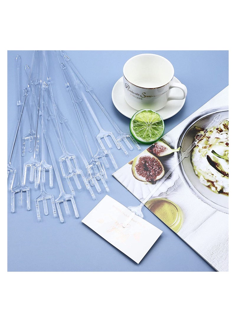 KASTWAVE Plastic Floral Picks, Transparent 3-Fork Shape Straight Head Flower Pick Business Card Holder for Wedding Birthday Party Gift Cards Photos Bouquet Arrangement Home Decor, 31 Cm, 80 Pcs - Image 2