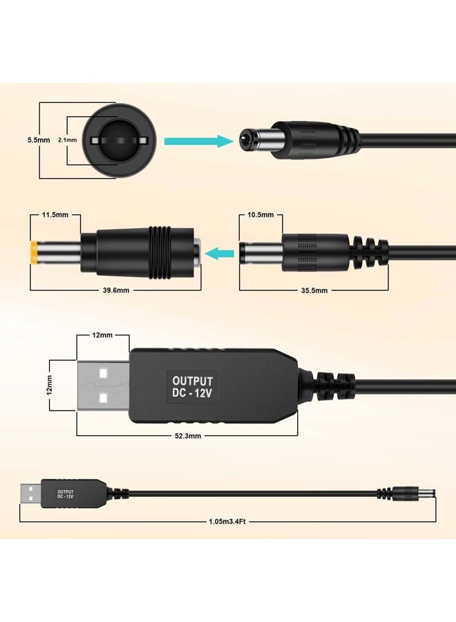 iGreely USB Voltage Step Up Converter - DC 5V to 12V, 3ft Cable with DC Jack 5.5 x 2.5mm or 5.5 x 2.1mm - Image 3