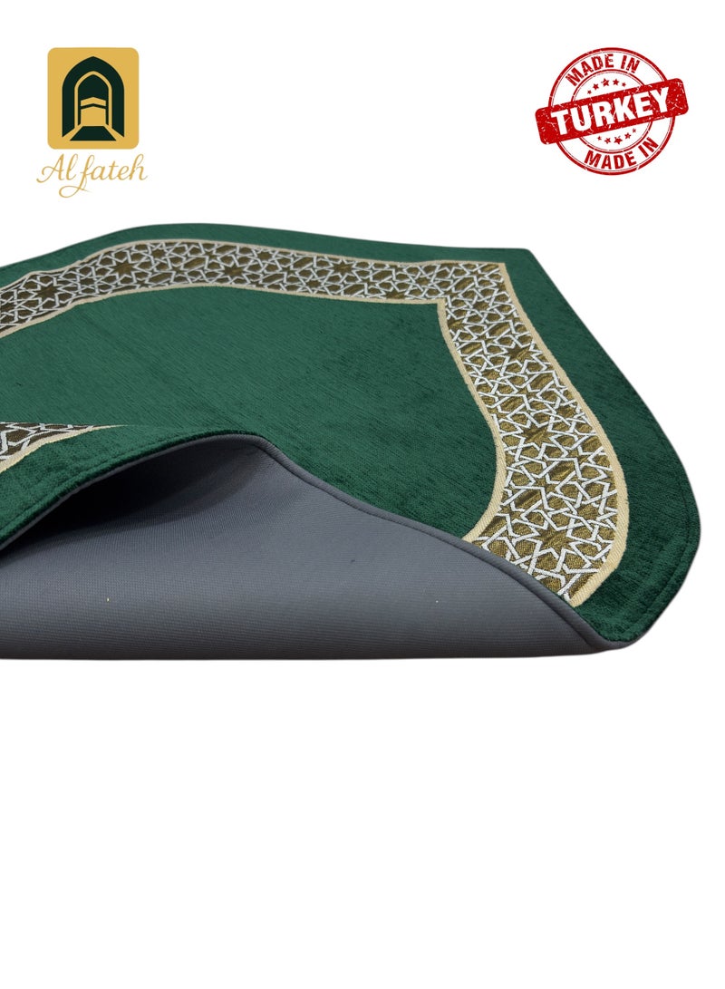 Al Fateh Luxury Turkish Chenille Prayer Mat Padded And Filled With Thermal Foam In A Modern Mihrab Design With A Soft And Harmonious Touch Size 115×70 Cm - Image 4