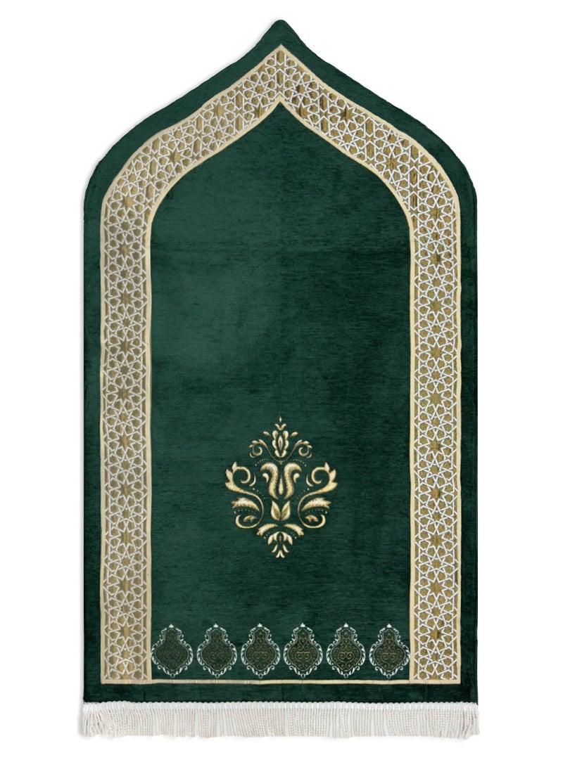 Al Fateh Luxury Turkish Chenille Prayer Mat Padded And Filled With Thermal Foam In A Modern Mihrab Design With A Soft And Harmonious Touch Size 115×70 Cm - Image 1