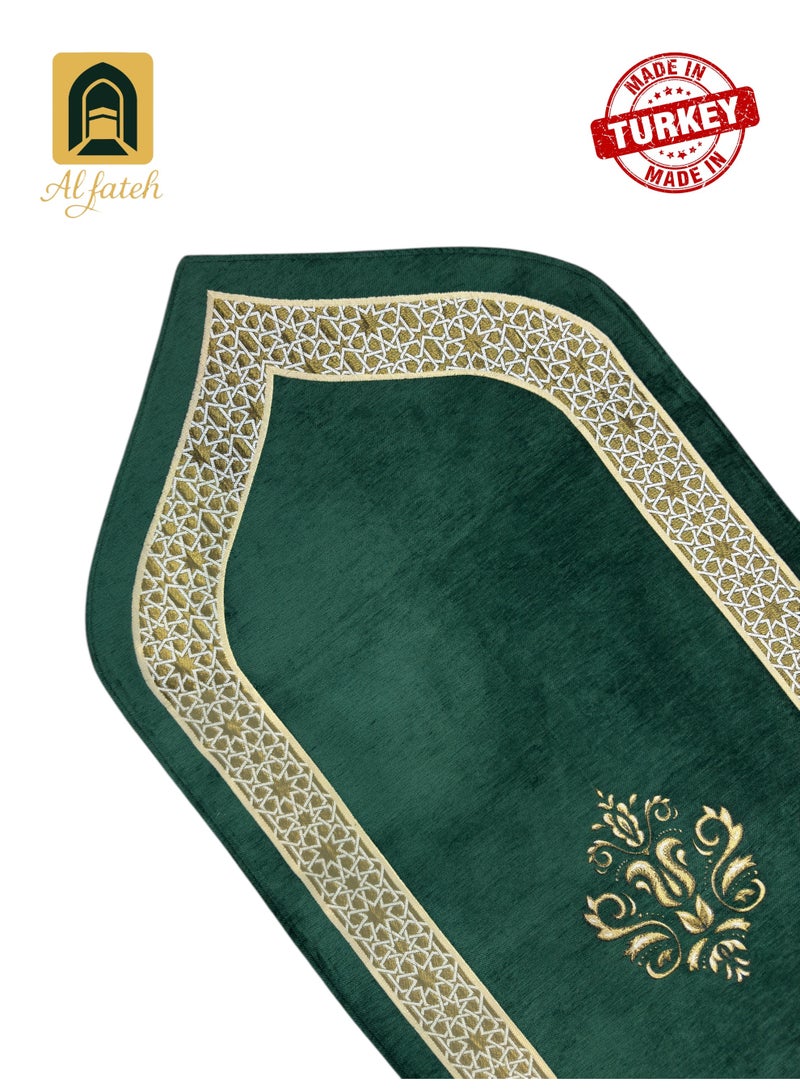 Al Fateh Luxury Turkish Chenille Prayer Mat Padded And Filled With Thermal Foam In A Modern Mihrab Design With A Soft And Harmonious Touch Size 115×70 Cm - Image 2