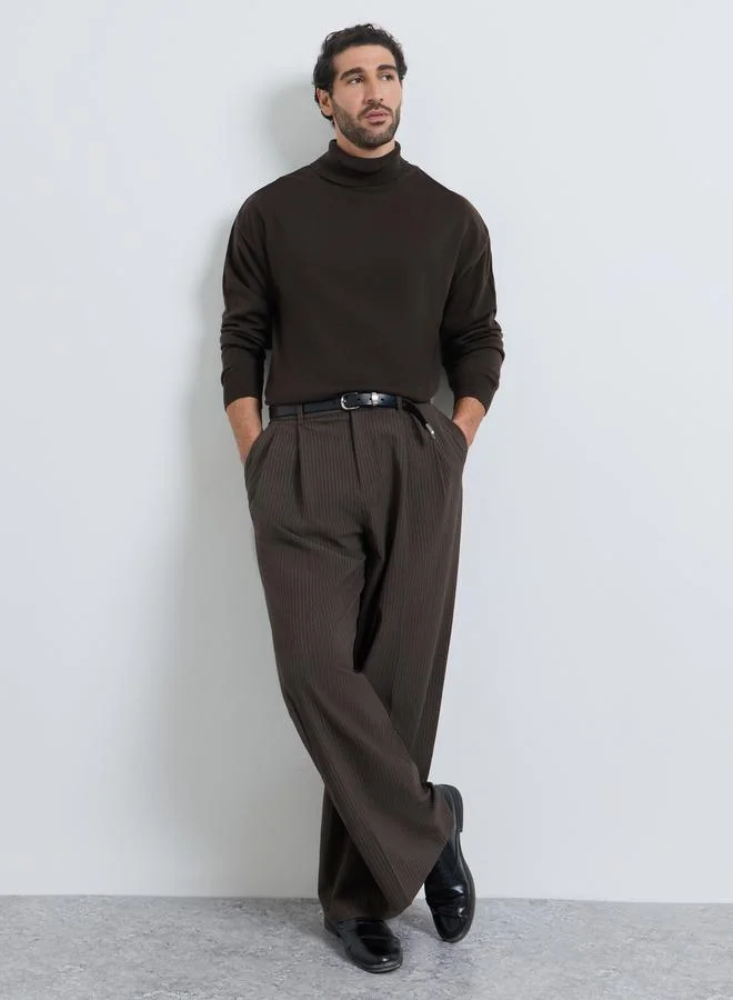 ستايلي Men Brown Turtle Neck Relaxed Fit Lightweight Sweater