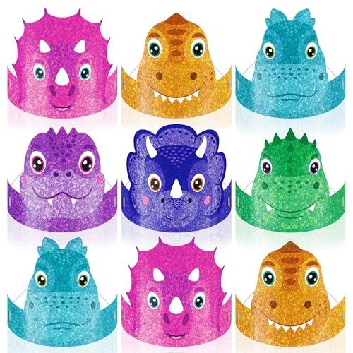 ArtCreativity Dinosaur Party Hats 24 Ct Sturdy Paper Dino Party Hats in 6 Colorful Designs Stretchy Strings for a Comfy Fit Fun Dinosaur Party Favors Supplies Dinosaur Birthday Decorations - Image 1