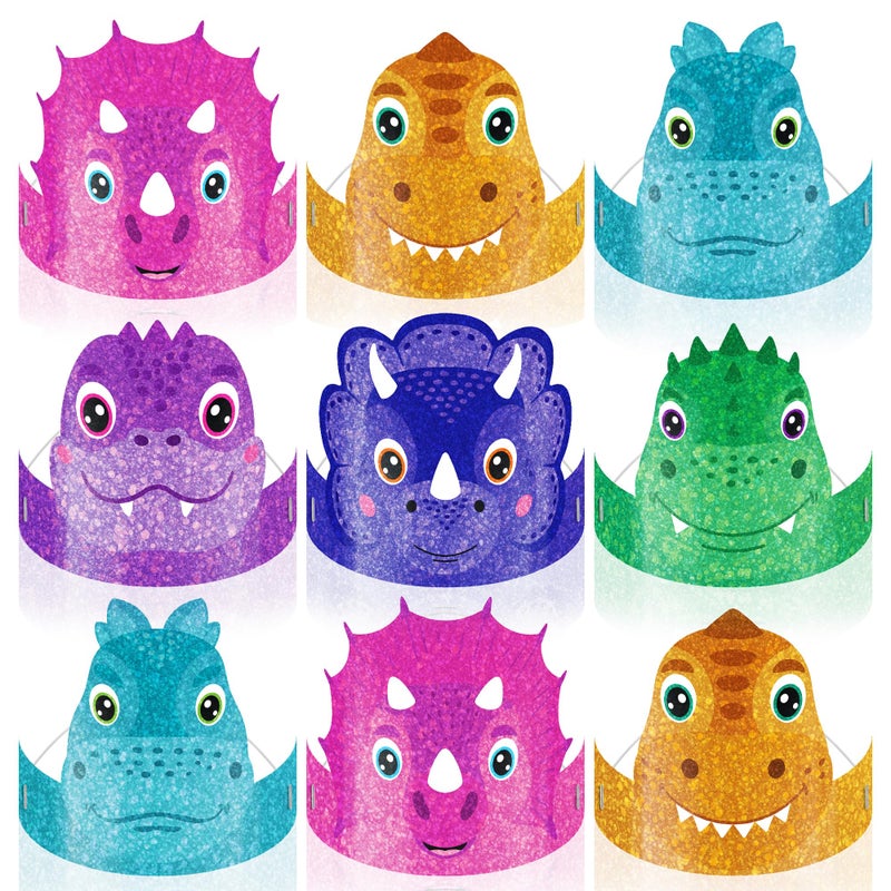 ArtCreativity Dinosaur Party Hats 24 Ct Sturdy Paper Dino Party Hats in 6 Colorful Designs Stretchy Strings for a Comfy Fit Fun Dinosaur Party Favors Supplies Dinosaur Birthday Decorations - Image 3