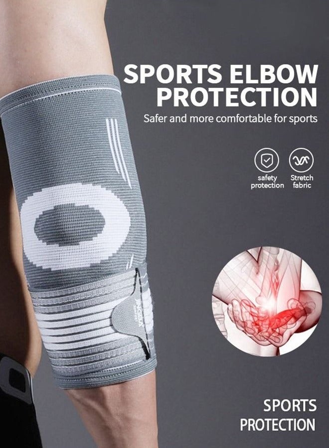 JINGBA SUPPORT 2 Pack Elbow Brace with Strap, Elbow Compression Sleeve 1 Pair, Adjustable Strap for Tennis Elbow Relief, Weightlifting, Arthritis, Workouts, Reduce Joint Pain During Fitness Activity, L - Image 3