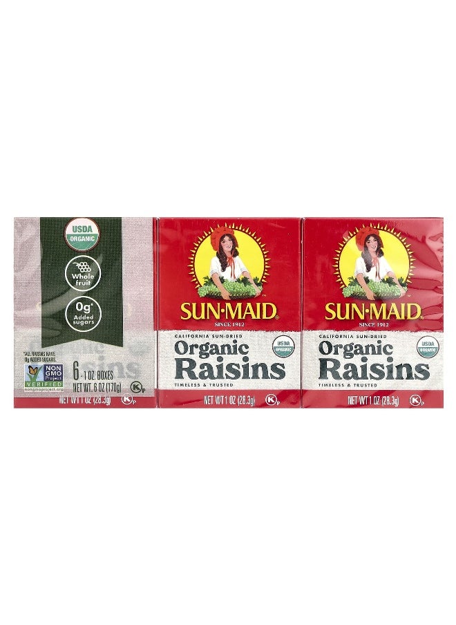 SUNMAID Sun-Maid, Organic California Sun-Dried Raisins, 6 Boxes, 1 oz (28.3 g) Each  - Image 1
