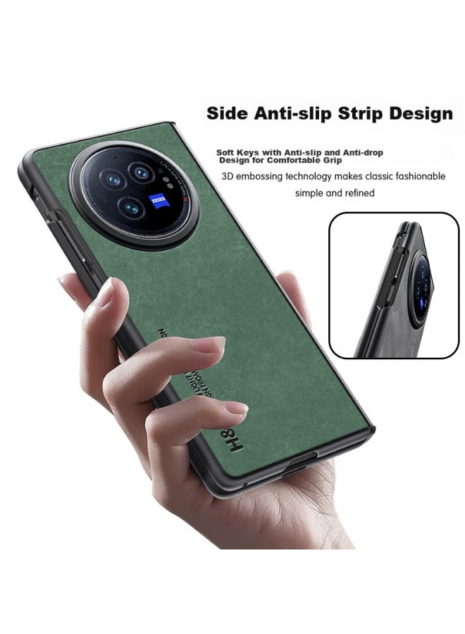 Hotfire Phone Case For Vivo X Fold3, Upgraded Foldable Skin-like Lambskin Leather, Matte Lens Protection, Full Silicone Coverage Gray - Image 2