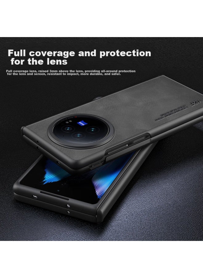 Hotfire Phone Case For Vivo X Fold3, Upgraded Foldable Skin-like Lambskin Leather, Matte Lens Protection, Full Silicone Coverage Gray - Image 4