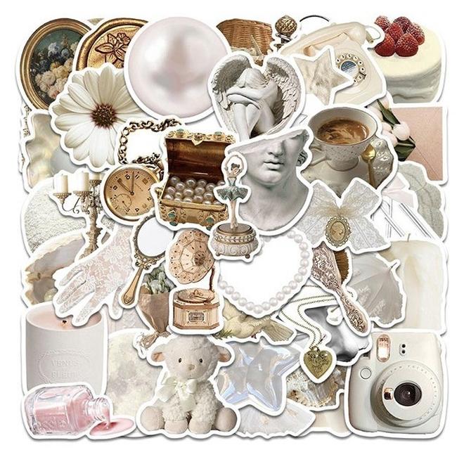 ٥٠ قطعة من ملصقات عتيقة، ملصقات جمالية لزجاجات المياه، والحواسيب المحمولة، ودفاتر القصاصات، وتدوين اليوميات، وملصقات فينيل مقاومة للماء للبالغين والمراهقين - Image 1