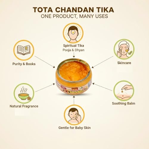 Tota 100% Herbal Original Chandan Paste | Sandalwood Tilak | Ideal Pooja Samagri For Hawan Yoga & Meditation | Long Lasting Fragrance | Cooling Chandan Tika (100gm) - Image 5