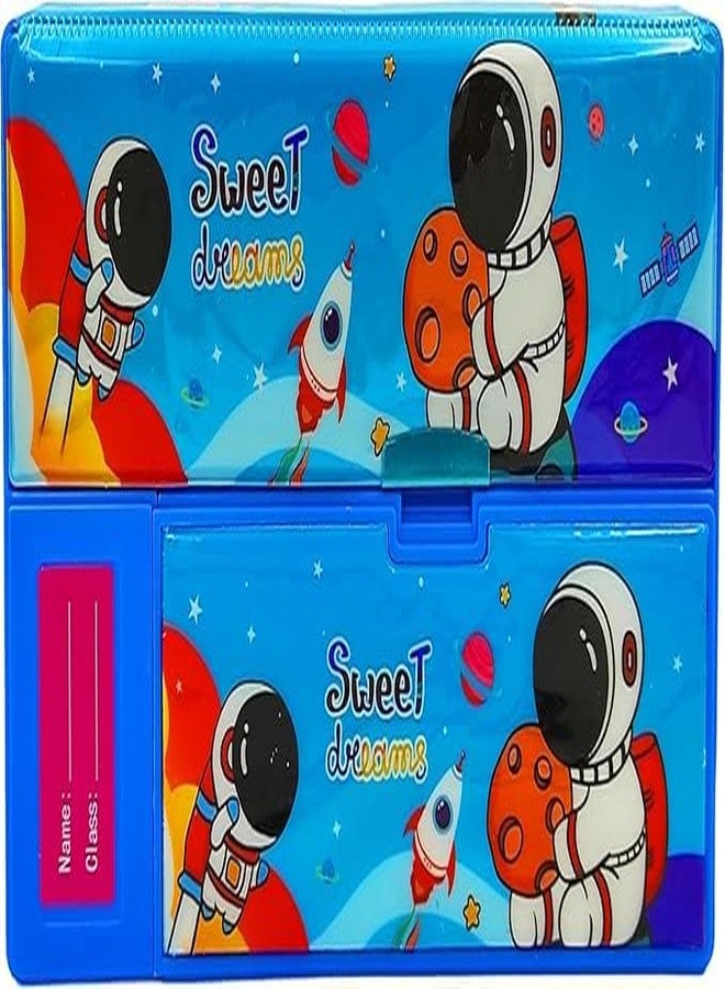 YBN Plastic Jumbo Size Multi-Functional Astronaut Space Theme Pencil Modern Geometry Box with Integrated Sharpner for Boys Girls Kids,Multicolor - with Free 1 Invisible Writing Light Pen - Image 4
