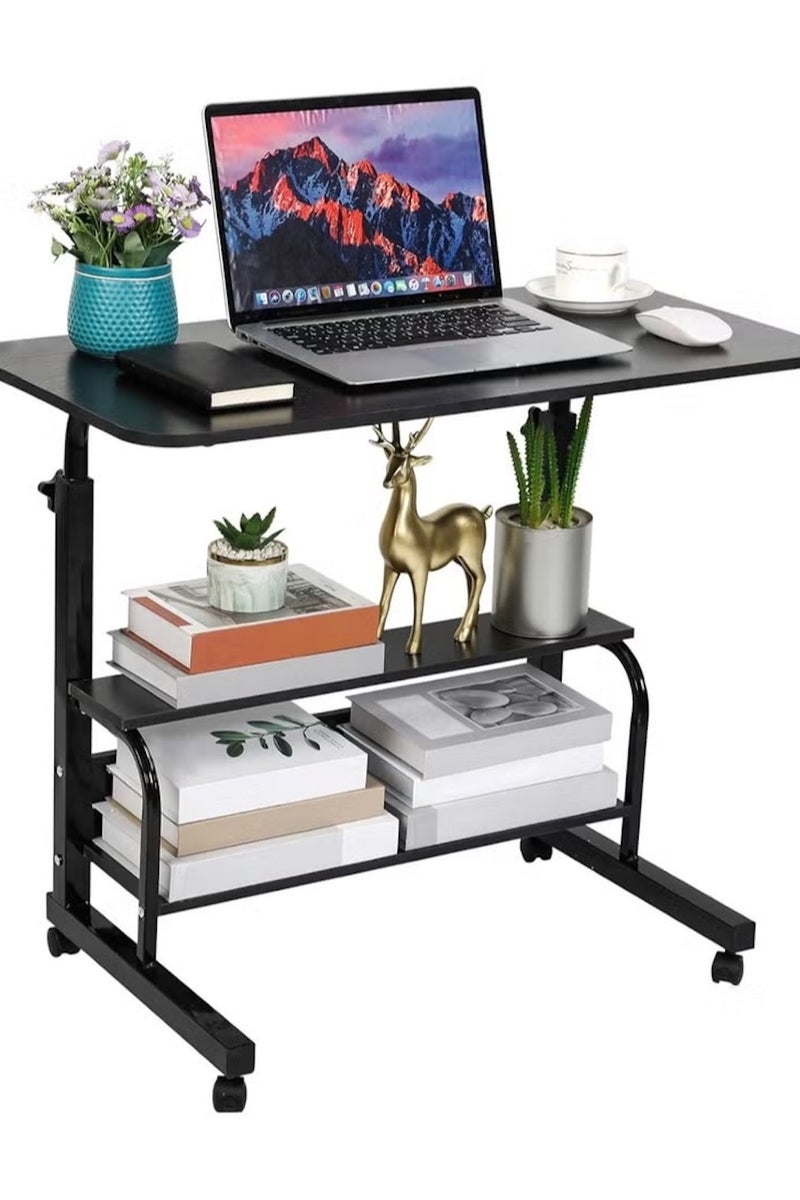 Huitich Multi-Tier Laptop Desk with Lockable Wheels –Black Colors - Image 1