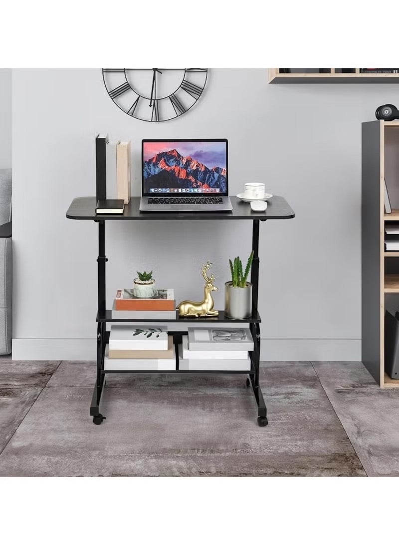 Huitich Multi-Tier Laptop Desk with Lockable Wheels –Black Colors - Image 2
