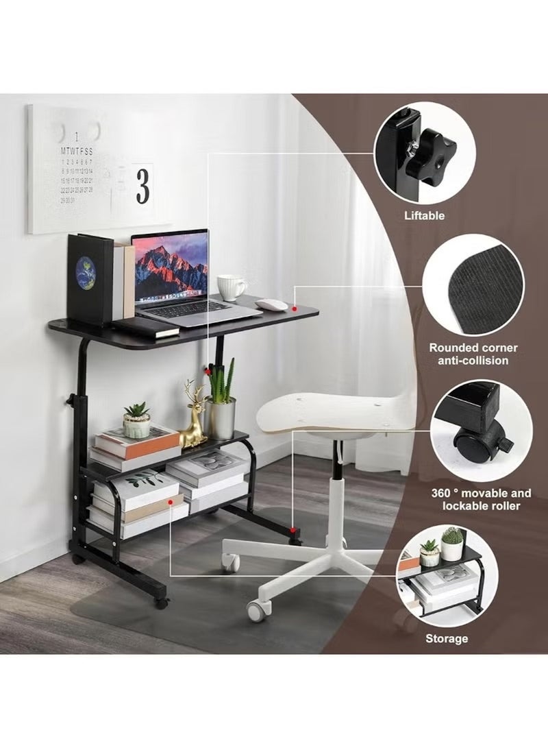 Huitich Multi-Tier Laptop Desk with Lockable Wheels –Black Colors - Image 3