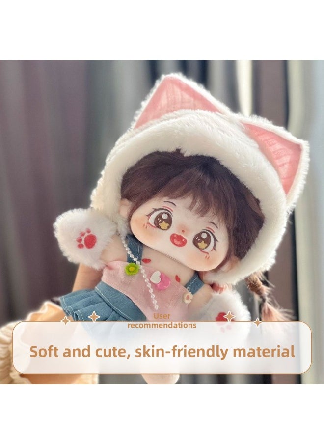 Generic - 20cm Cm Cotton Doll Clothes Suit Plush Toy Doll Daily Clothing Skirt Men's And Women's Doll Dress-up-Specifications:20cm Genuine Doll [can Write Greeting Cards On Your Behalf]-Color:Boneless - Pudding + Heart Bell Love Baby Clothes + Free Clothes Hanger + Birth Certificate + Curling Iron + Tools + Blush - Image 1