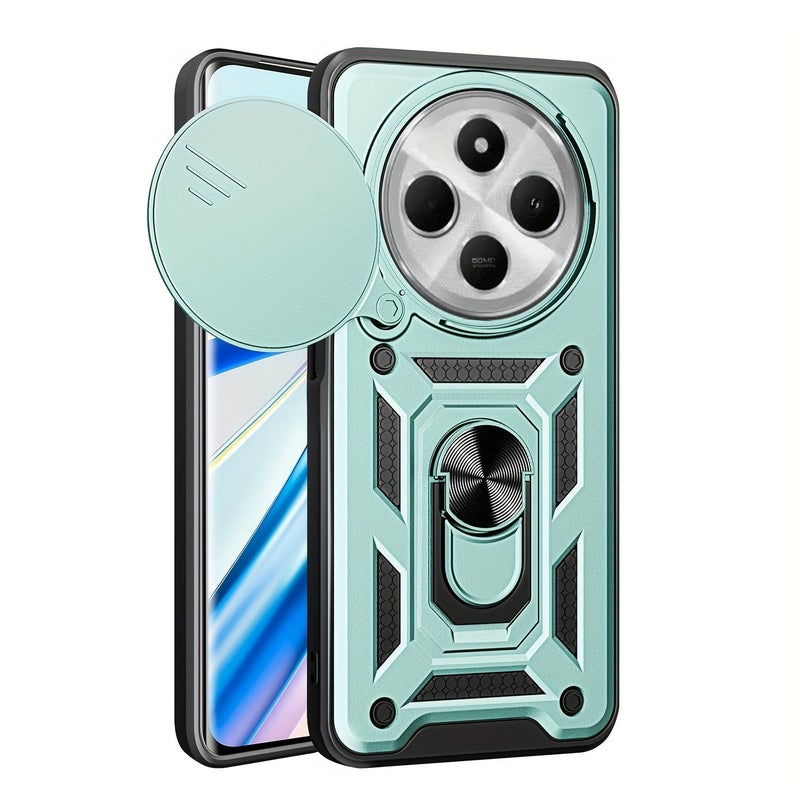 Navy Blue Triple Protection Shockproof Phone Case with Kickstand for POCO C75 - Image 5