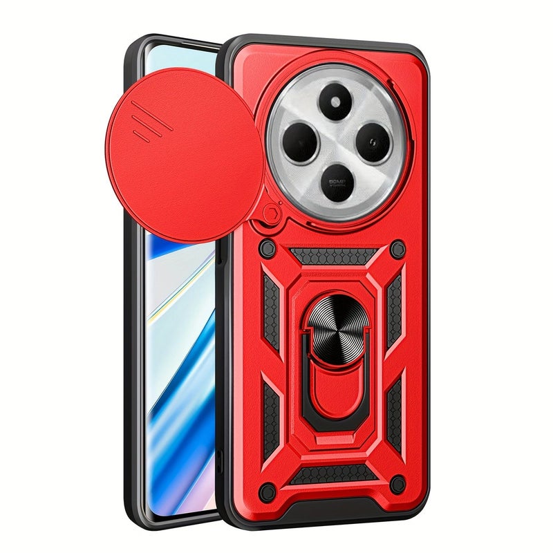 Navy Blue Triple Protection Shockproof Phone Case with Kickstand for POCO C75 - Image 4