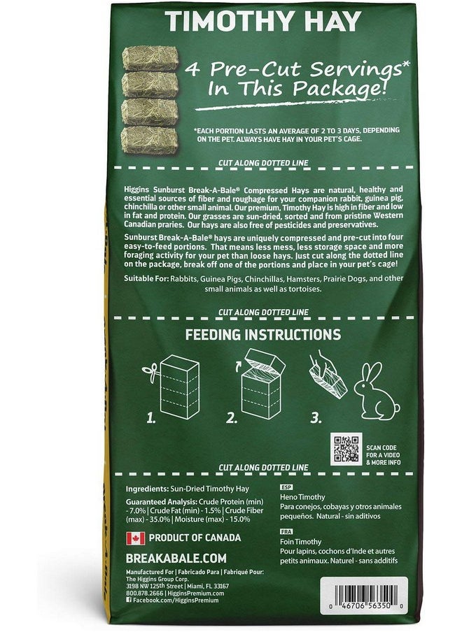 HigginS Higgins 2 Pack of Sunburst Break-a-Bale Compressed Timothy Hay, 35 Ounces Each, for Small Pets  - Image 1