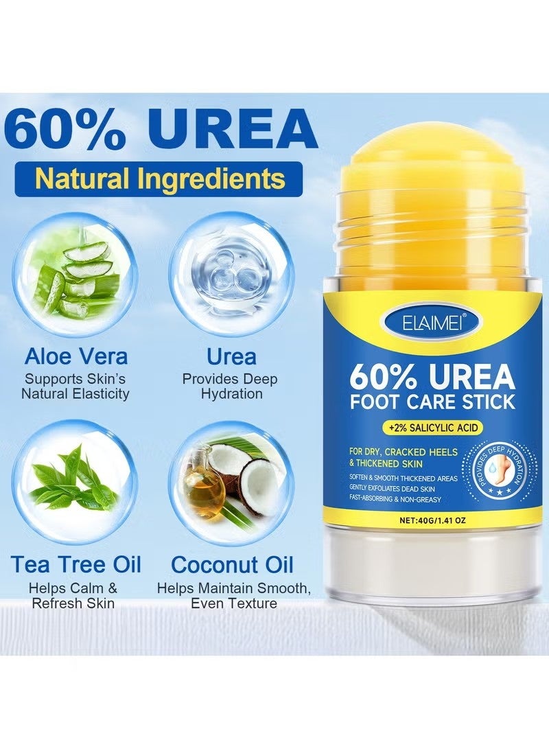 Elaimei 60% Urea with 2% Salicylic Acid Urea Foot Care Stick, Foot Cream Moisturizer for Dry Cracked Feet, Knees, Elbows, Hands,Moisturizes and Hydrates the Dry Skin,Callus Remover & Skin Softener -1.41oz - Image 2