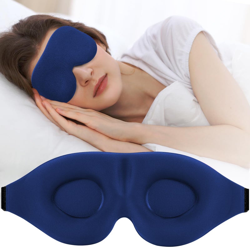ZGGCD Sleep Mask for Side Sleeper, Light Blocking Sleeping Eye Mask for Women Men, 3D Contoured Cup Night Blindfold, Luxury Eye Cover Eyeshade with Adjustable Strap for Travel, Nap, Blue - Image 1