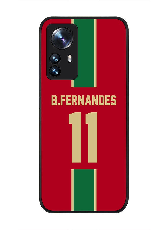 Stylizedd Rugged Black edge case for Xiaomi 12 Pro Slim fit Soft Case Flexible Rubber Edges Anti Drop TPU Gel Thin Cover - Football Team - Portugal Player Name - B.Fernandes - Image 1