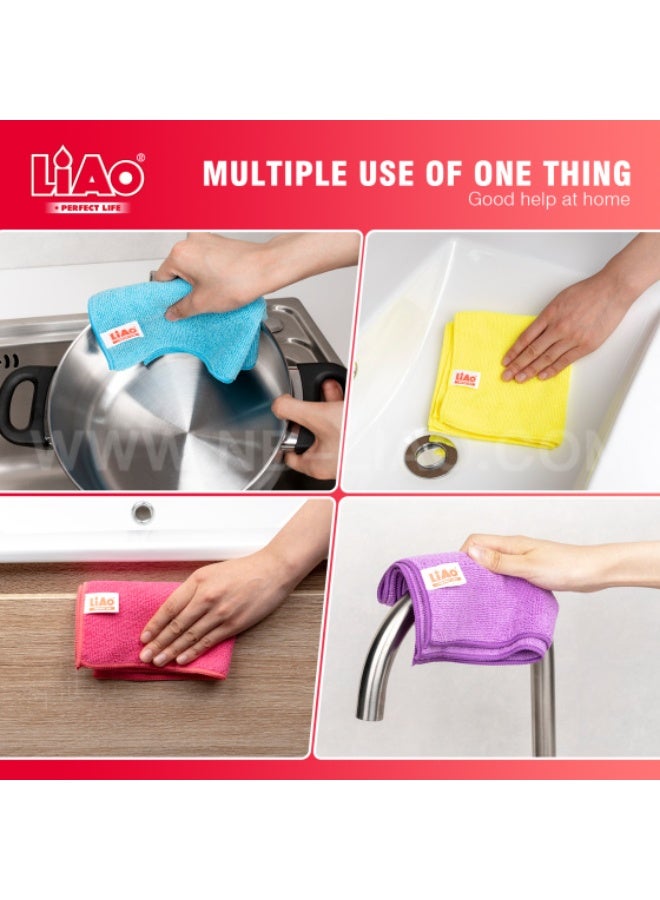 LiAo G130104 Microfiber Cleaning Cloths Pack of 24 – Soft, Lint-Free, Super Absorbent Cloths for Glass, Kitchen, Bathroom, Furniture, Cars, and Multipurpose Household or Commercial Cleaning - Image 2