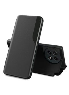 OnePlus 13R 5G 2025 Smart Mirror Window Flip Phone Case Auto Sleep Wake Cover - Black