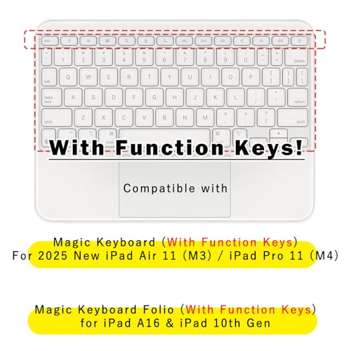 Digi-Tatoo [with Function Keys] Keyboard Cover Protector Compatible with 2025 Magic Keyboard (for iPad Air 11 M3 & Pro 11 M4) / Magic Keyboard Folio (for iPad A16 & iPad 10th Gen) - Ultra Thin Skin, Transparent - Image 2