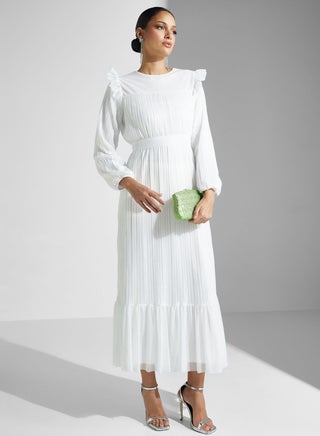 Pleated Ruffle Dress