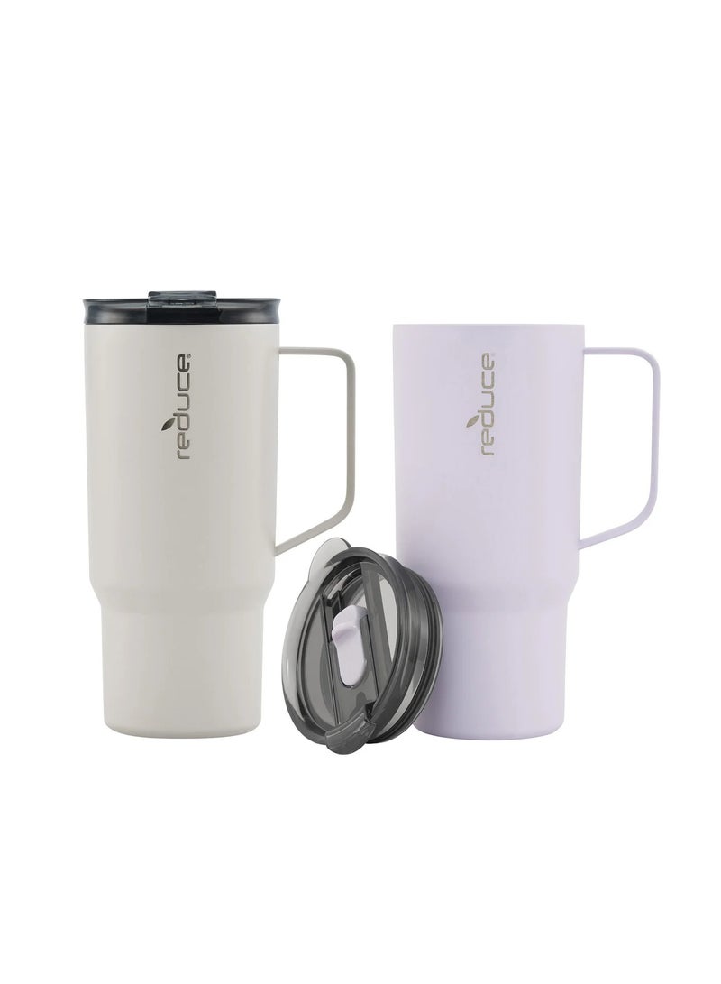 Reduce Hot1 Vacuum Insulated Mug 700ml With Adjuastable Flow Lids | For Cold & Hot Beverage | Purple & Grey | Pack Of 2 - Image 1