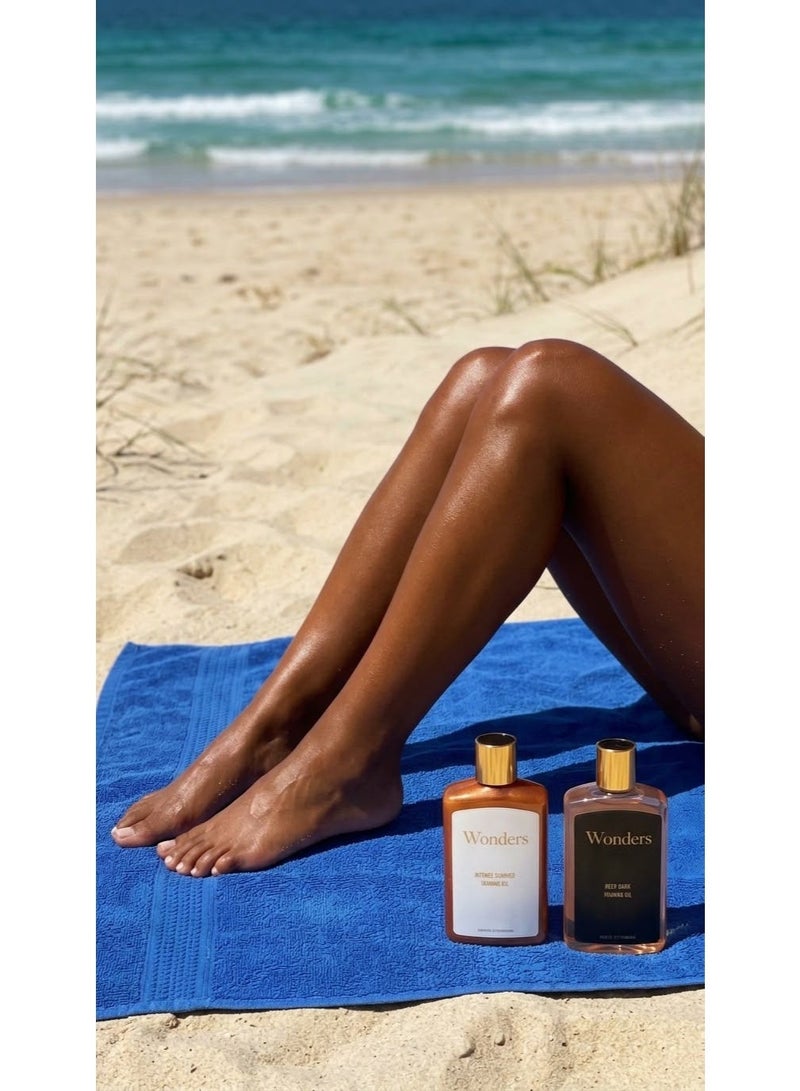 Wonders Complete Tan Kit Bundle | Coco Buzz Foaming Sugar Scrub 500ml (Coconut Exfoliating Body Polish) + Deep Dark Tanning Oil (Deep Bronze Sun Tan) + Shimmer Tanning Oil (Radiant Glow Finish) | 3-Step Exfoliate, Tan & Glow Set - Image 4