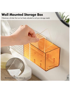 Excefore Wall Mounted Storage Box, Cotton Swab Container with Divider, Bathroom Small Item Organizer for Cotton Swabs, Cotton Balls, Hairpin, Floss, Rubber Band Set of 3  - Image 2