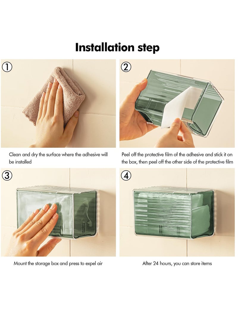 Excefore Wall Mounted Storage Box, Cotton Swab Container with Divider, Bathroom Small Item Organizer for Cotton Swabs, Cotton Balls, Hairpin, Floss, Rubber Band Set of 3 - Image 5